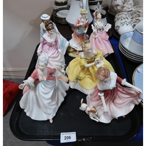 206 - Royal Doulton figures My Best Friend, Diana, The Last Waltz, Good Companion, Ballad Seller, Summerti... 