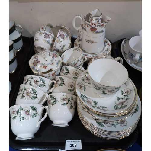 208 - A Royal Worcester Pekin pattern part tea service & a Staffordshire floral decorated part tea ser... 