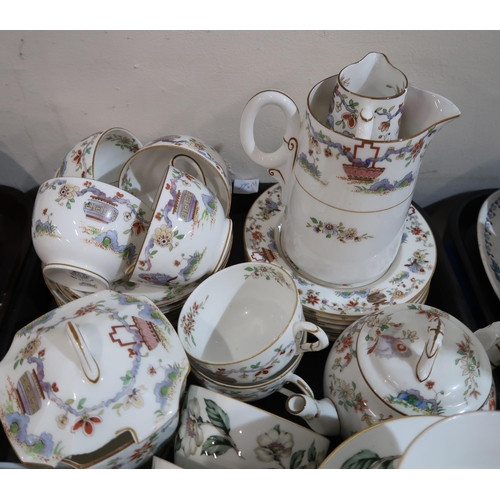 208 - A Royal Worcester Pekin pattern part tea service & a Staffordshire floral decorated part tea ser... 