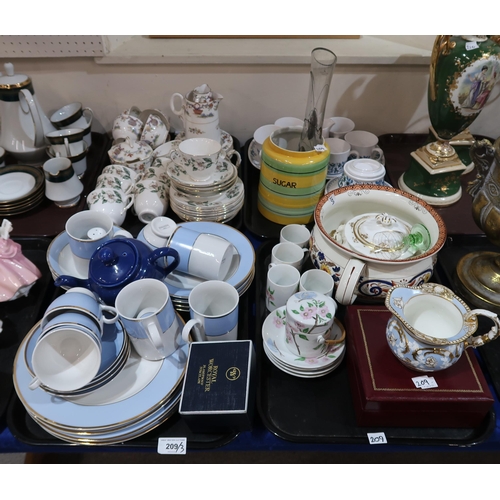 209 - A Noritake Blue Moon pattern part tea service, a Grays pottery sugar jar, Royal Doulton blue and gil... 