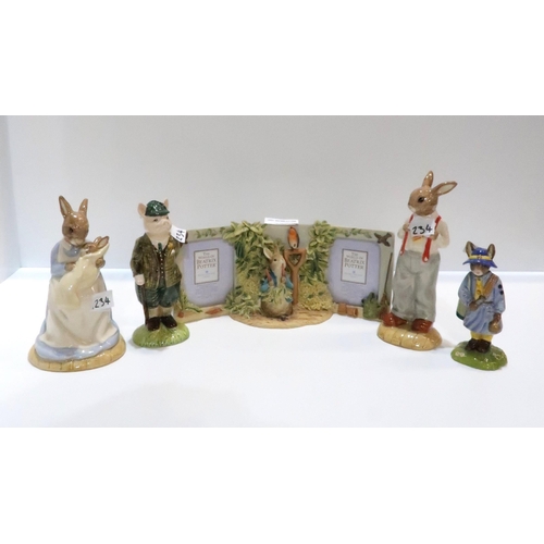 234 - Royal Doulton Bunnykins Mother and Baby, Father Bunnykins, Girl Guide, a Beswick Gentleman Pig figur... 