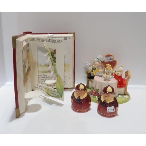 235 - A Royal Doulton Mad Hatters Tea Party figure 825/1000, Royal Doulton Dee & Dum salt and pepper c... 