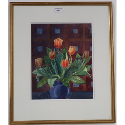 941 - JUNE SHANKS DA (SCOTTISH) TULIPSWatercolour, signed lower left, dated (20)05, 38 x 30cm ... 