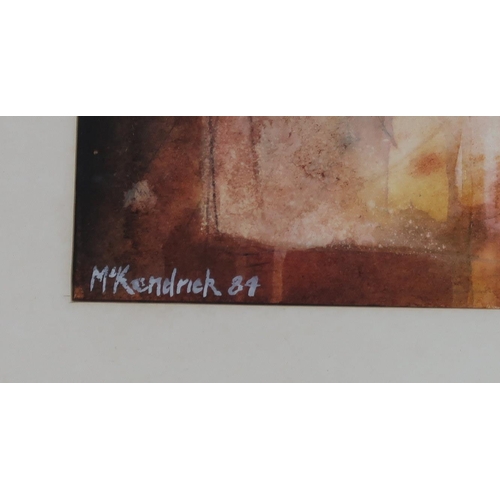 942 - TOM MCKENDRICK (SCOTTISH b.1948)UNTITLED Mixed media, signed lower left, dated (19)84, 74 x 52c... 