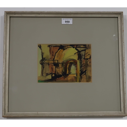 950 - JOHN AUBREY (SCOTTISH 1909-1985) PALACE RUINS Ink and watercolour, signed lower right, 14 ... 