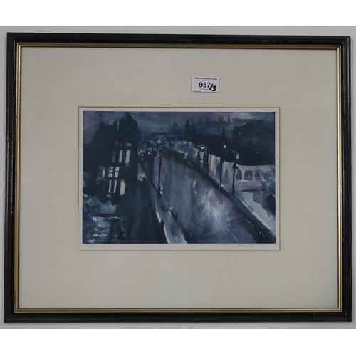 957 - NANCY SMILLIE (SCOTTISH CONTEMPORARY)SCOTTISH STREETS AT NIGHTPrints, signed and numbered, 19 x 27cm... 