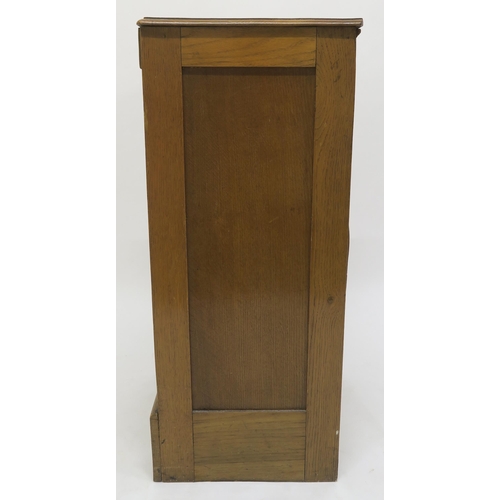 1 - An early 20th century oak tambour front filing cabinet, 92cm high x 45cm wide x 39cm