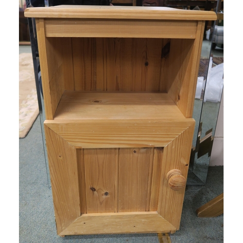 100 - A 20th century beech coat stand and a pine bedside cabinet (2)