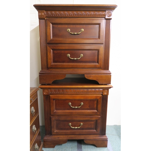 133 - A pair of 20th century mahogany two drawer bedside chests, 66cm high x 66cm wide x 41cm deep (2)