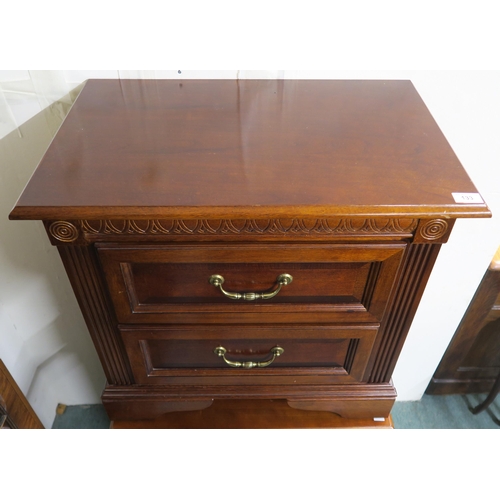 133 - A pair of 20th century mahogany two drawer bedside chests, 66cm high x 66cm wide x 41cm deep (2)