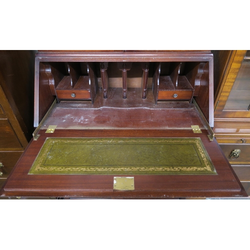 135 - A 20th century mahogany bureau bookcase, 206cm high x 77cm wide x 44cm deep