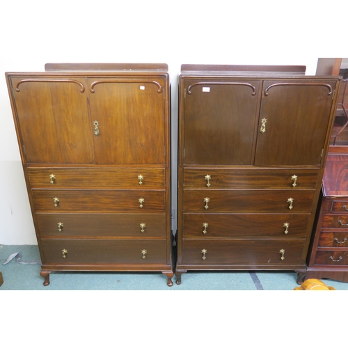 136 - A matched pair of 20th century mahogany tallboys, 151cm high x 95cm wide x 47cm deep (2)