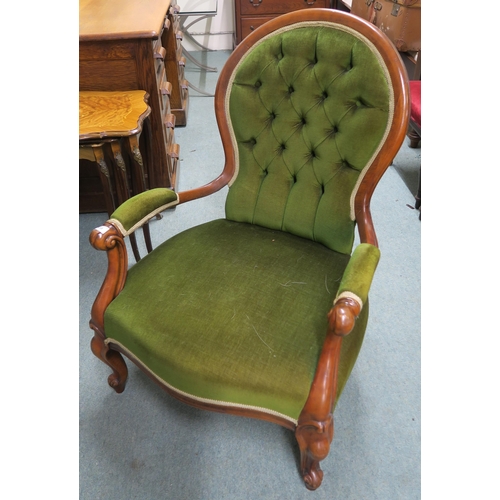 138 - A 20th century mahogany button back parlour armchair