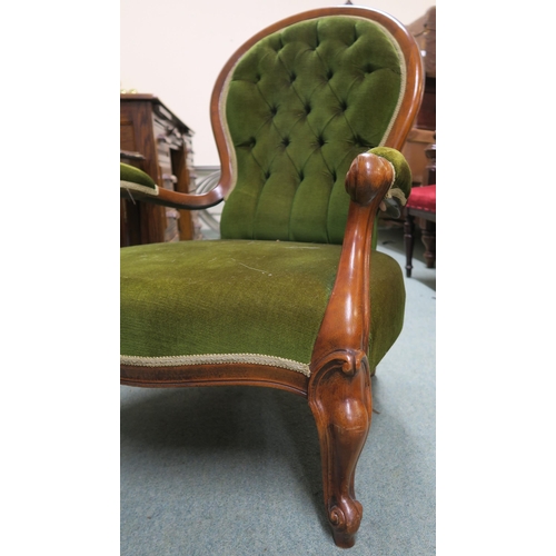 138 - A 20th century mahogany button back parlour armchair