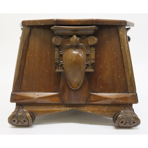 14 - A Victorian carved oak coal hod...