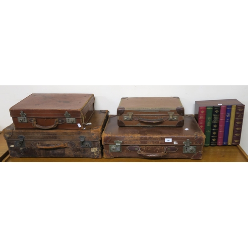 146 - A lot of four assorted leather suitcases (4)