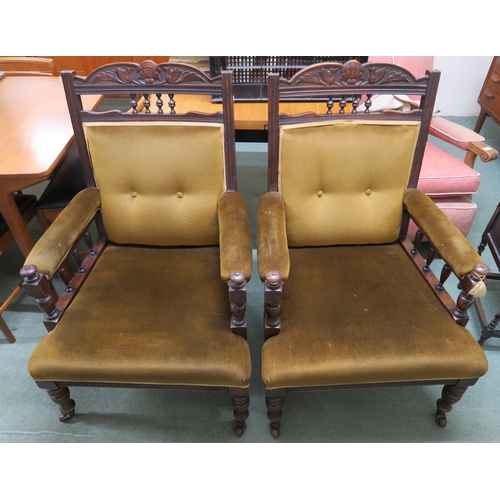 152 - A pair of Victorian mahogany framed parlour armchairs (2)