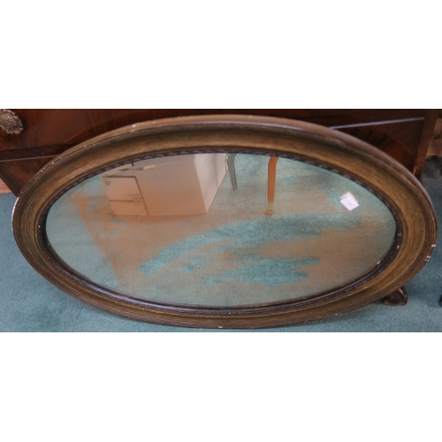 158 - A mahogany framed wall mirror and another gilt framed oval wall mirror (2)