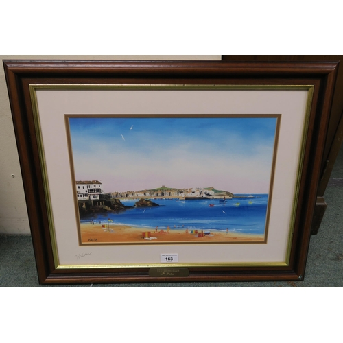 163 - A framed print of St Ives Harbour signed Walton 