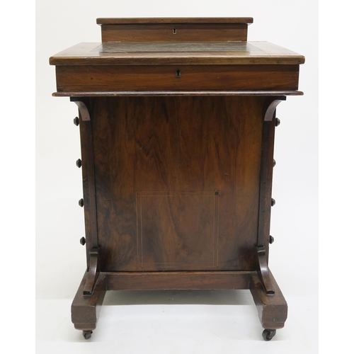 29 - A Victorian mahogany and crossbanded inlay Davenport with four drawers to right hand side, 84cm high... 