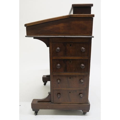 29 - A Victorian mahogany and crossbanded inlay Davenport with four drawers to right hand side, 84cm high... 