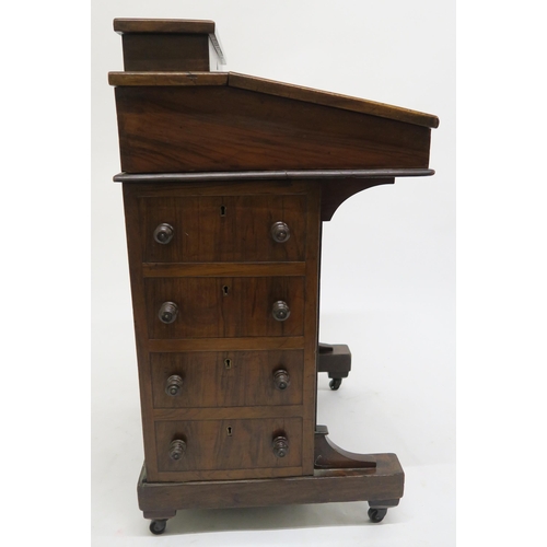 29 - A Victorian mahogany and crossbanded inlay Davenport with four drawers to right hand side, 84cm high... 