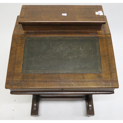 29 - A Victorian mahogany and crossbanded inlay Davenport with four drawers to right hand side, 84cm high... 