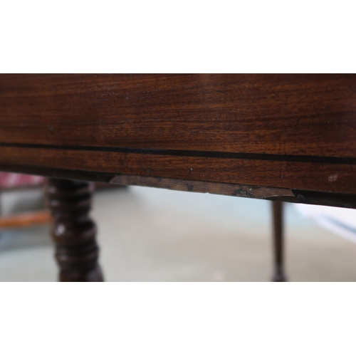 30 - A Victorian mahogany single drawer foldover tea table, 73cm high x 102cm wide x 51cm deep