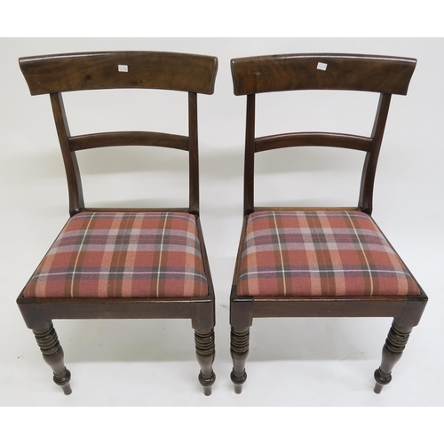 42 - A lot of five Victorian mahogany dining chairs with plaid upholstered seats (5)