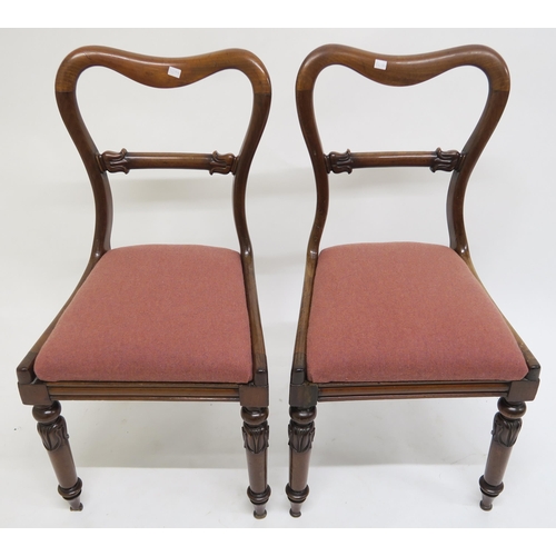 43 - A lot of four Victorian mahogany balloon back dining chairs with turned front supports (4)