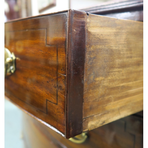 45 - A Georgian Mahogany dome front three over three chest of drawers, 99cm high x 116cm wide x 59cm deep