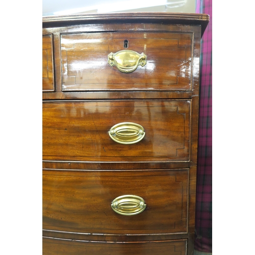 45 - A Georgian Mahogany dome front three over three chest of drawers, 99cm high x 116cm wide x 59cm deep