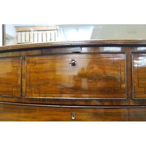 45 - A Georgian Mahogany dome front three over three chest of drawers, 99cm high x 116cm wide x 59cm deep