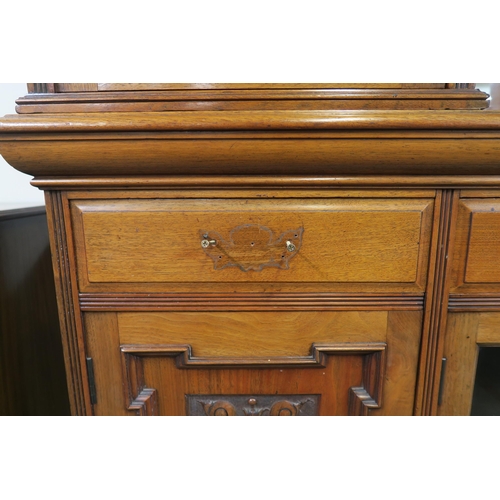 51 - An Edwardian mahogany sideboard, 183cm high x 154cm wide x 50cm deep