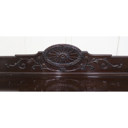 53 - A 20th century mahogany buffet table with three carved frieze drawers on square tapering supports, 1... 