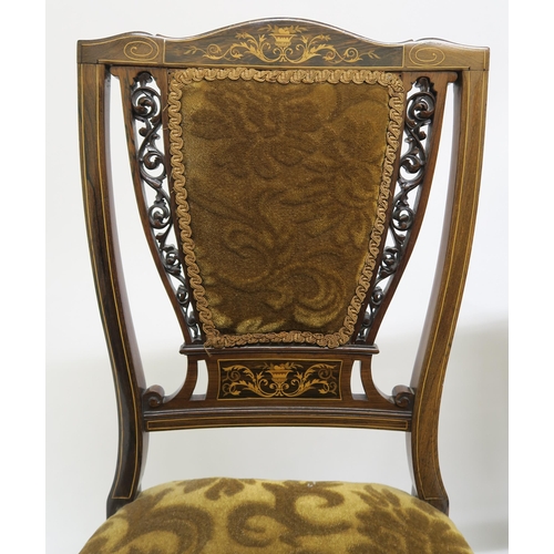 58 - A Victorian rosewood upholstered tub chair and three Victorian rosewood upholstered parlour chairs (... 