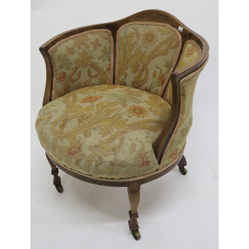 58 - A Victorian rosewood upholstered tub chair and three Victorian rosewood upholstered parlour chairs (... 