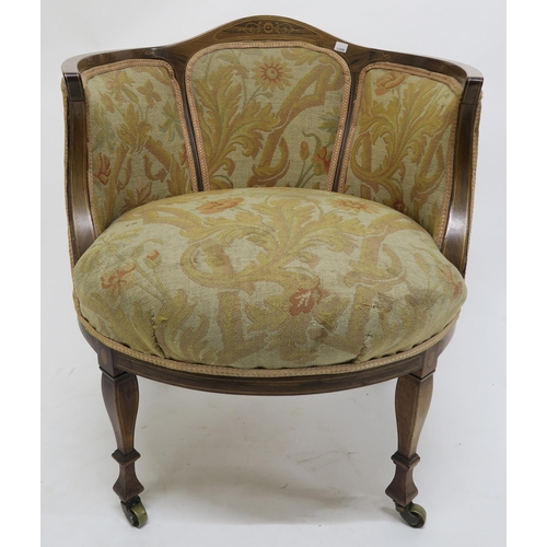 58 - A Victorian rosewood upholstered tub chair and three Victorian rosewood upholstered parlour chairs (... 