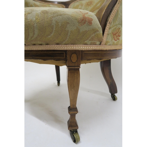 58 - A Victorian rosewood upholstered tub chair and three Victorian rosewood upholstered parlour chairs (... 