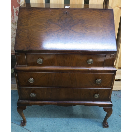 82 - A 20th century mahogany writing bureau, 99cm high x 79cm wide x 44cm deep 