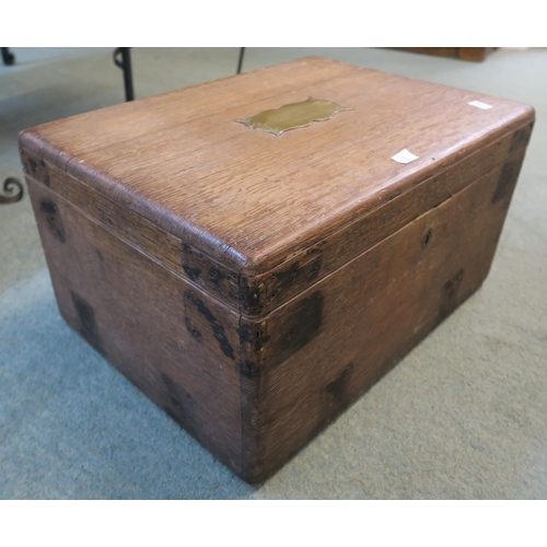 99 - An early 20th century commode, upholstered footstool and an oak box(3)