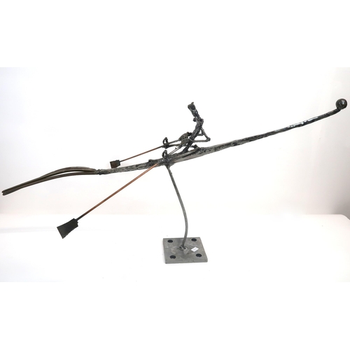 1010 - GEORGE PARSONAGE MBE (SCOTTISH b.1944)SINGLE SCULLER MAT “BACK STOPS”Welded metal, circa 2017, 49 x ... 