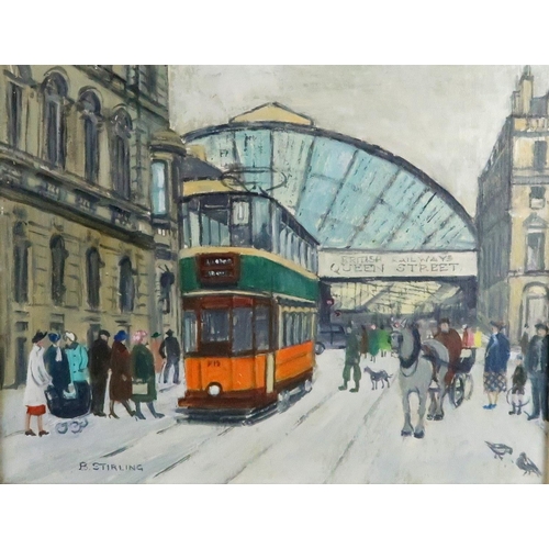 1021 - BETTY STIRLING (SCOTTISH 1915-1985) QUEEN STREET RAILWAYOil on board, signed lower left, 16 x 22cm, ... 