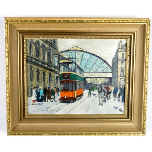 1021 - BETTY STIRLING (SCOTTISH 1915-1985) QUEEN STREET RAILWAYOil on board, signed lower left, 16 x 22cm, ... 