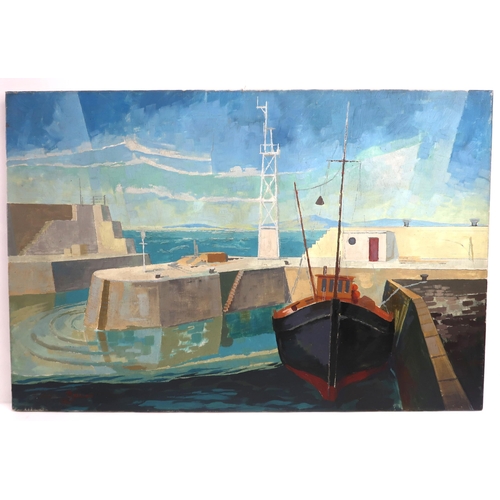 1029 - HARRY JEFFERSON BARNES (1915-1982)LOSSIEMOUTH HARBOUROil on canvas, signed lower left, dated (1965),... 