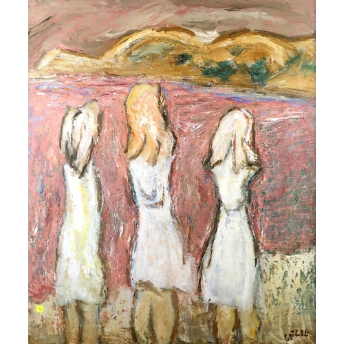 1035 - HENRYK GOTLIB (POLISH 1892-1966) THREE GIRLS IN LERICI Oil on canvas, signed lower right, 59 x 49cm,... 