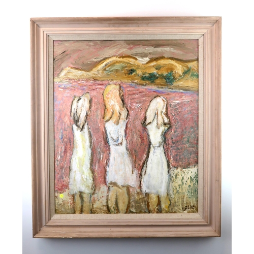 1035 - HENRYK GOTLIB (POLISH 1892-1966) THREE GIRLS IN LERICI Oil on canvas, signed lower right, 59 x 49cm,... 