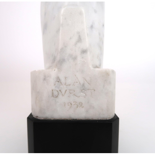 1036 -  ALAN LYDIAT DURST ARA (BRITISH 1883-1970)HORSE HEAD ON PLINTH Marble, signed, dated (1932), 28 x 18... 