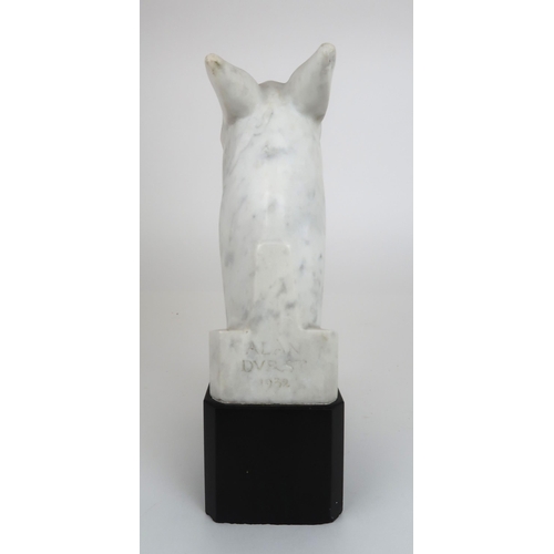 1036 -  ALAN LYDIAT DURST ARA (BRITISH 1883-1970)HORSE HEAD ON PLINTH Marble, signed, dated (1932), 28 x 18... 