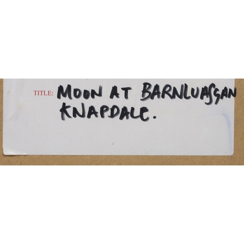 1044 - JOHN LOWRIE MORRISON (SCOTTISH b.1948) MOON AT BARNLUAFGAN KNAPDALEOil on board, signed (Jolomo) low... 